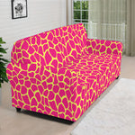 Pink And Yellow Giraffe Pattern Print Sofa Cover