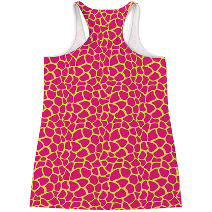 Pink And Yellow Giraffe Pattern Print Women's Racerback Tank Top