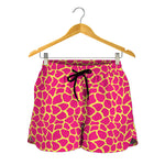 Pink And Yellow Giraffe Pattern Print Women's Shorts