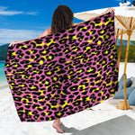 Pink And Yellow Leopard Print Beach Sarong Wrap