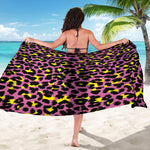 Pink And Yellow Leopard Print Beach Sarong Wrap
