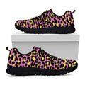 Pink And Yellow Leopard Print Black Running Shoes