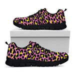 Pink And Yellow Leopard Print Black Sneakers