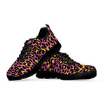 Pink And Yellow Leopard Print Black Sneakers