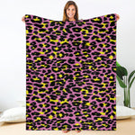 Pink And Yellow Leopard Print Blanket