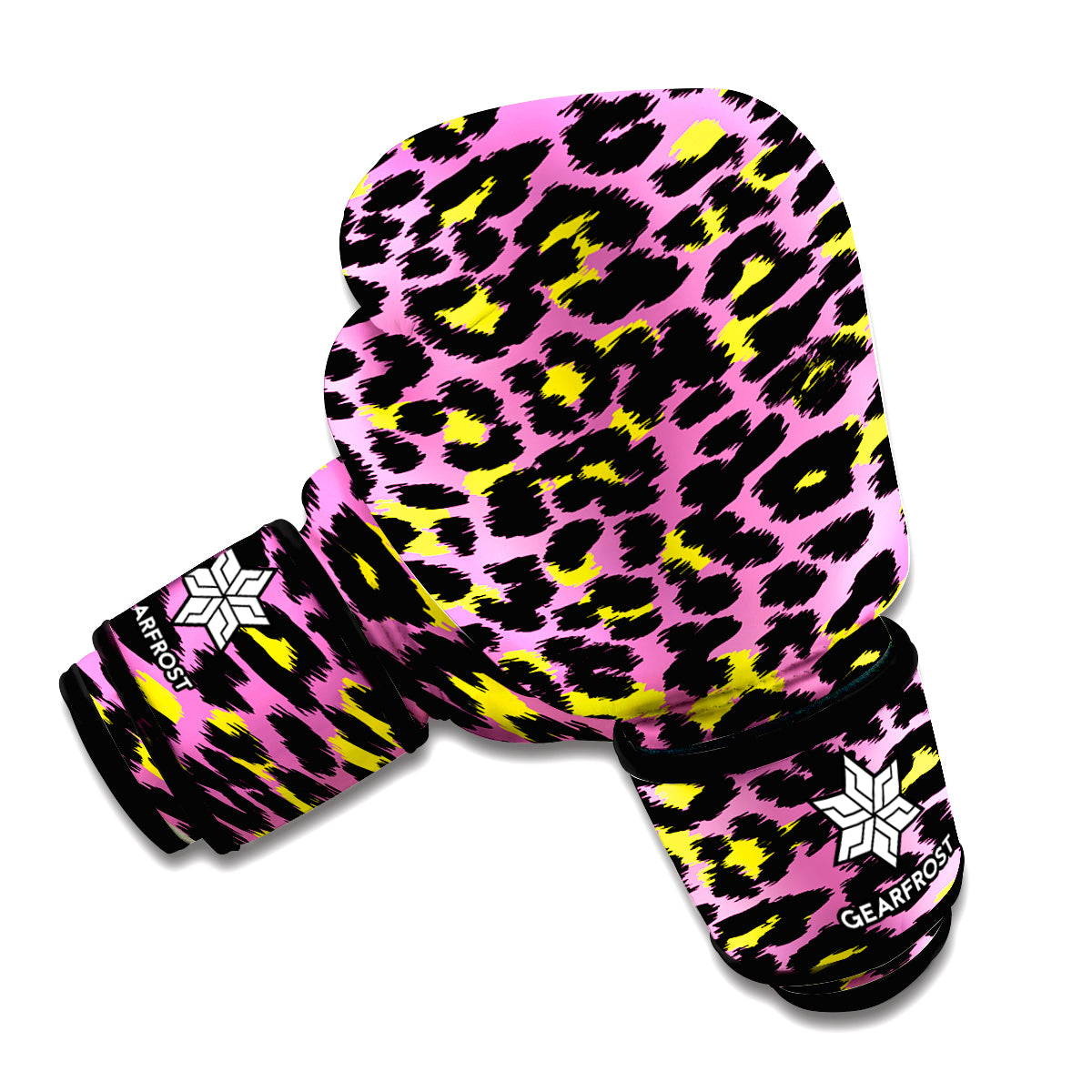 Pink And Yellow Leopard Print Boxing Gloves