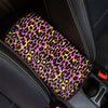 Pink And Yellow Leopard Print Car Center Console Cover