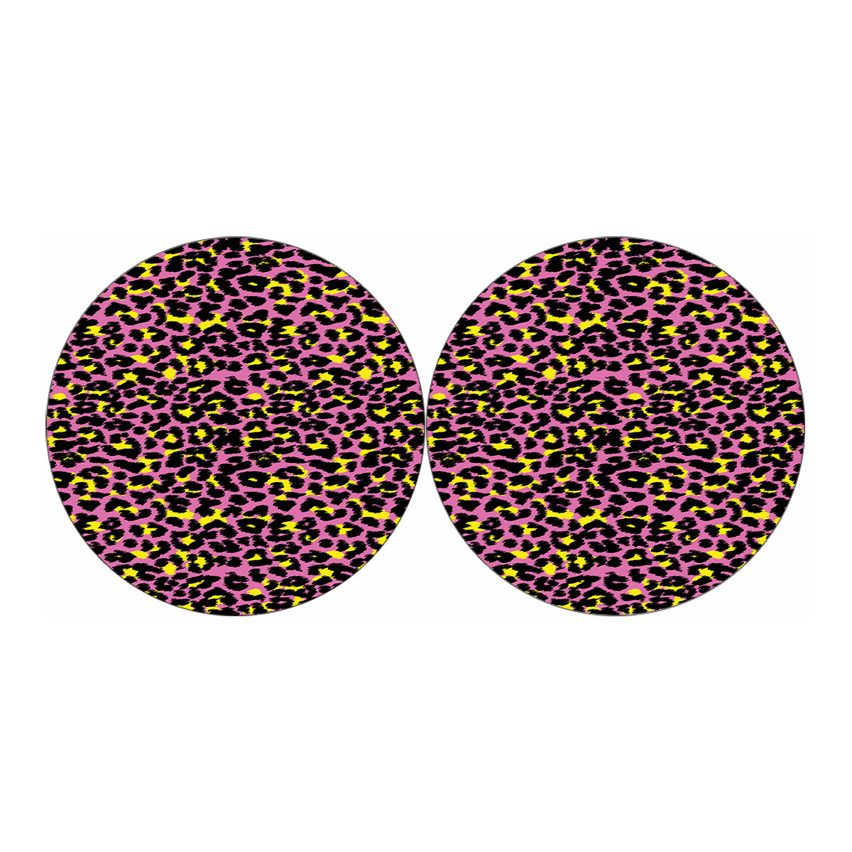Pink And Yellow Leopard Print Car Coasters