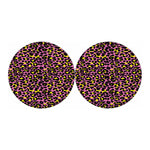 Pink And Yellow Leopard Print Car Coasters