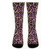 Pink And Yellow Leopard Print Crew Socks