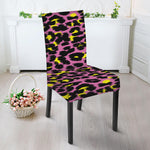 Pink And Yellow Leopard Print Dining Chair Slipcover