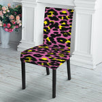 Pink And Yellow Leopard Print Dining Chair Slipcover