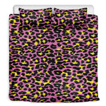 Pink And Yellow Leopard Print Duvet Cover Bedding Set