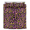 Pink And Yellow Leopard Print Duvet Cover Bedding Set