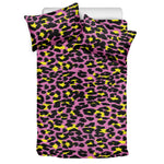 Pink And Yellow Leopard Print Duvet Cover Bedding Set