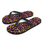 Pink And Yellow Leopard Print Flip Flops