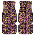 Pink And Yellow Leopard Print Front and Back Car Floor Mats