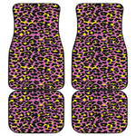 Pink And Yellow Leopard Print Front and Back Car Floor Mats
