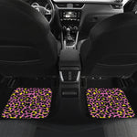 Pink And Yellow Leopard Print Front and Back Car Floor Mats