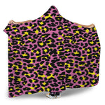 Pink And Yellow Leopard Print Hooded Blanket