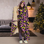 Pink And Yellow Leopard Print Hooded Blanket