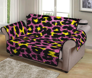 Pink And Yellow Leopard Print Loveseat Protector