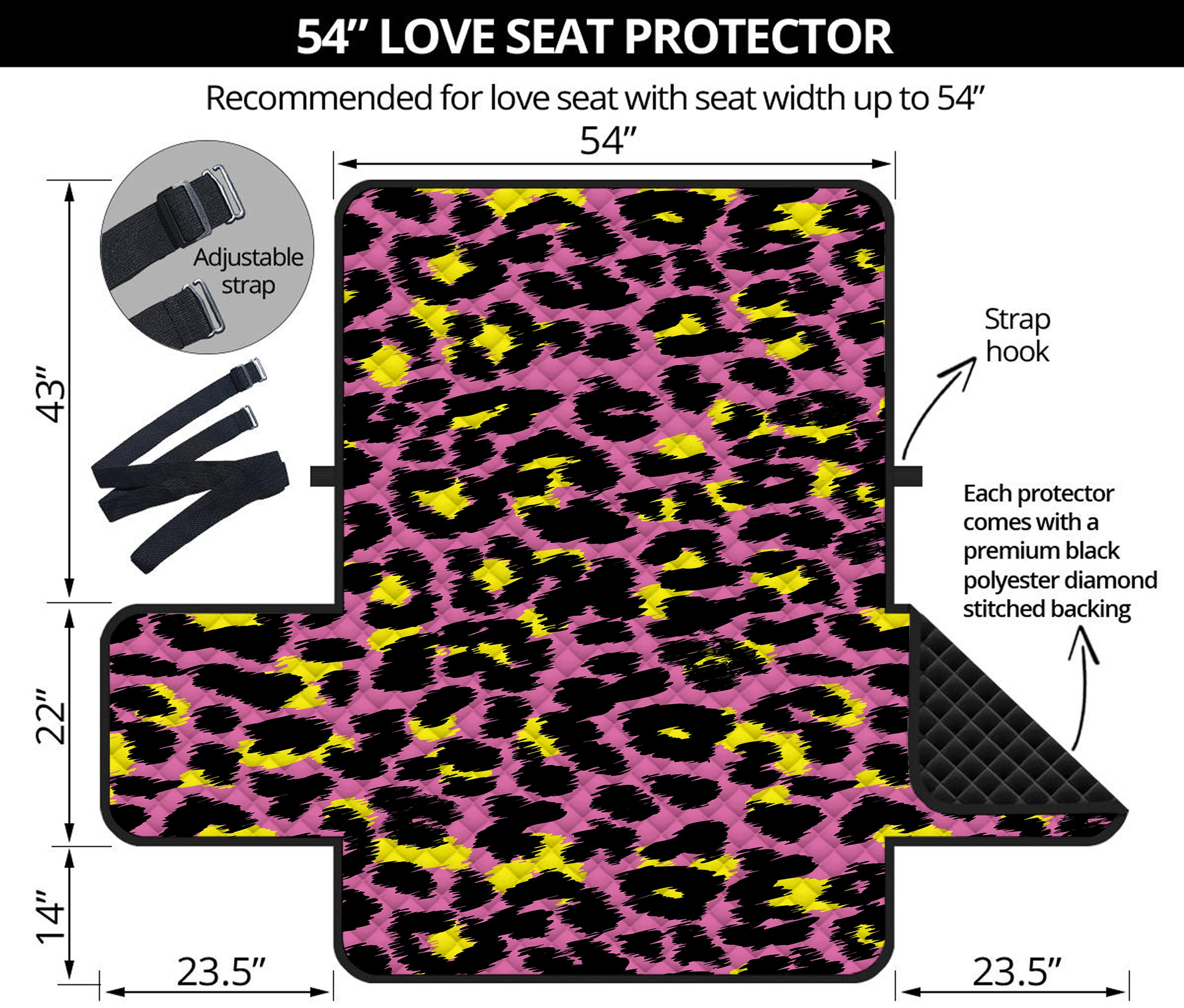 Pink And Yellow Leopard Print Loveseat Protector