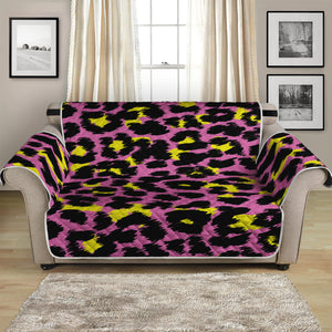 Pink And Yellow Leopard Print Loveseat Protector