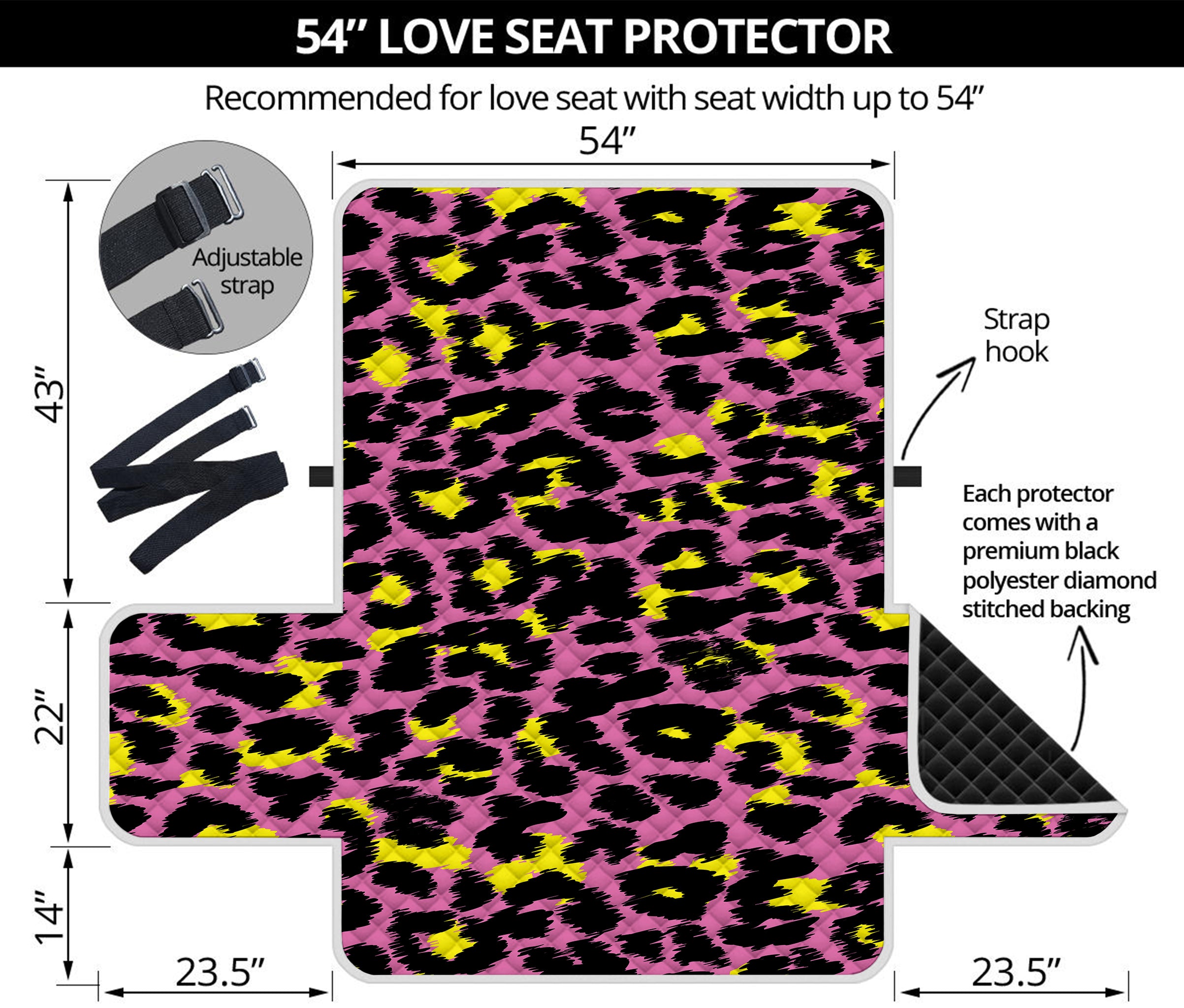 Pink And Yellow Leopard Print Loveseat Protector