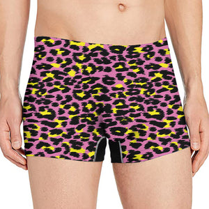 Pink And Yellow Leopard Print Men's Boxer Briefs