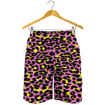 Pink And Yellow Leopard Print Men's Shorts