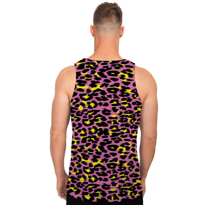 Pink And Yellow Leopard Print Men's Tank Top