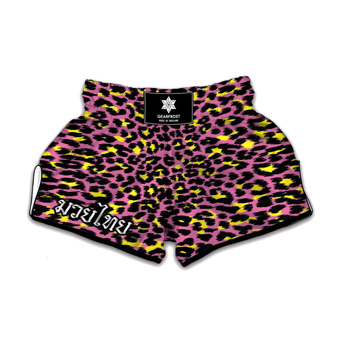 Pink And Yellow Leopard Print Muay Thai Boxing Shorts