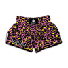 Pink And Yellow Leopard Print Muay Thai Boxing Shorts