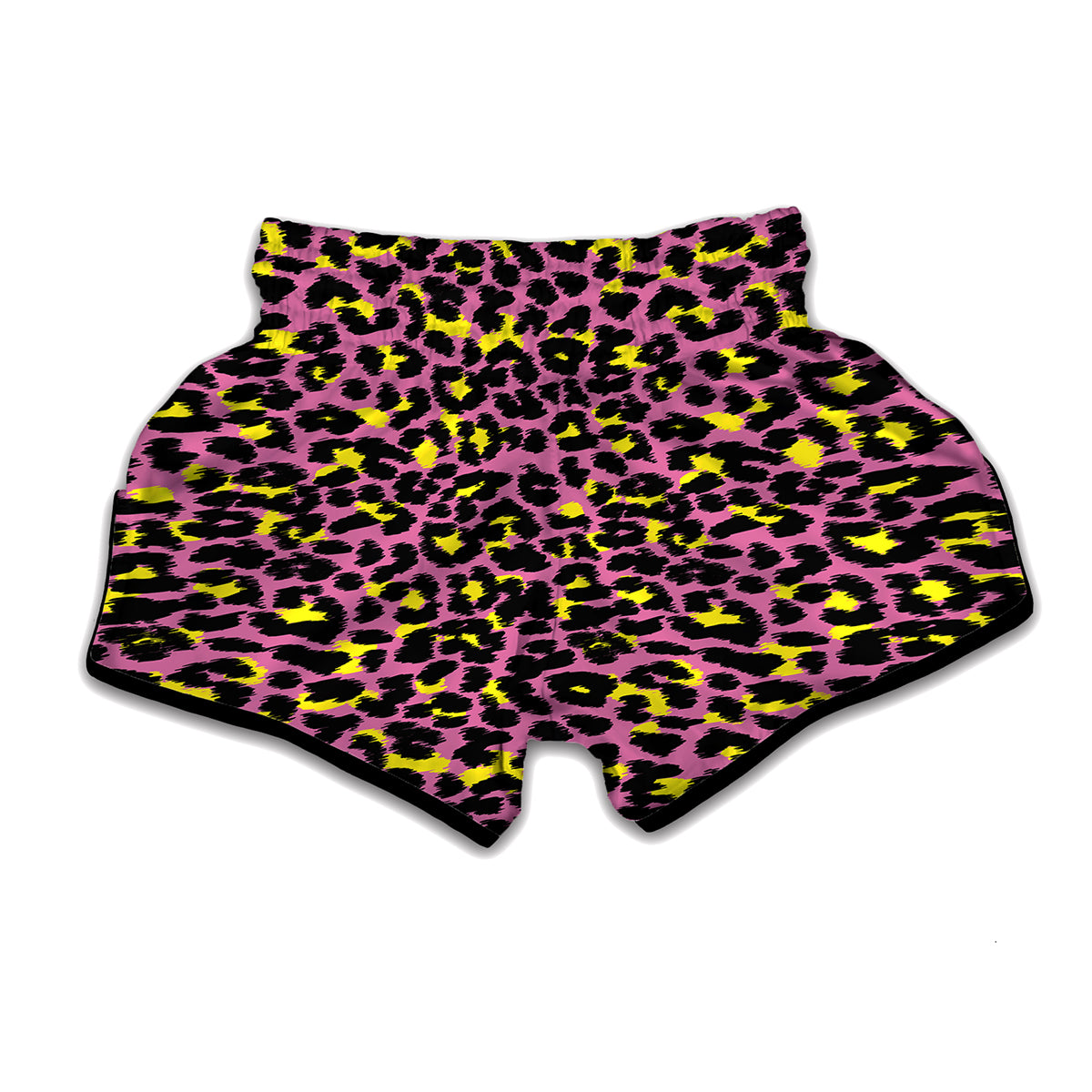 Pink And Yellow Leopard Print Muay Thai Boxing Shorts