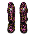 Pink And Yellow Leopard Print Muay Thai Shin Guards