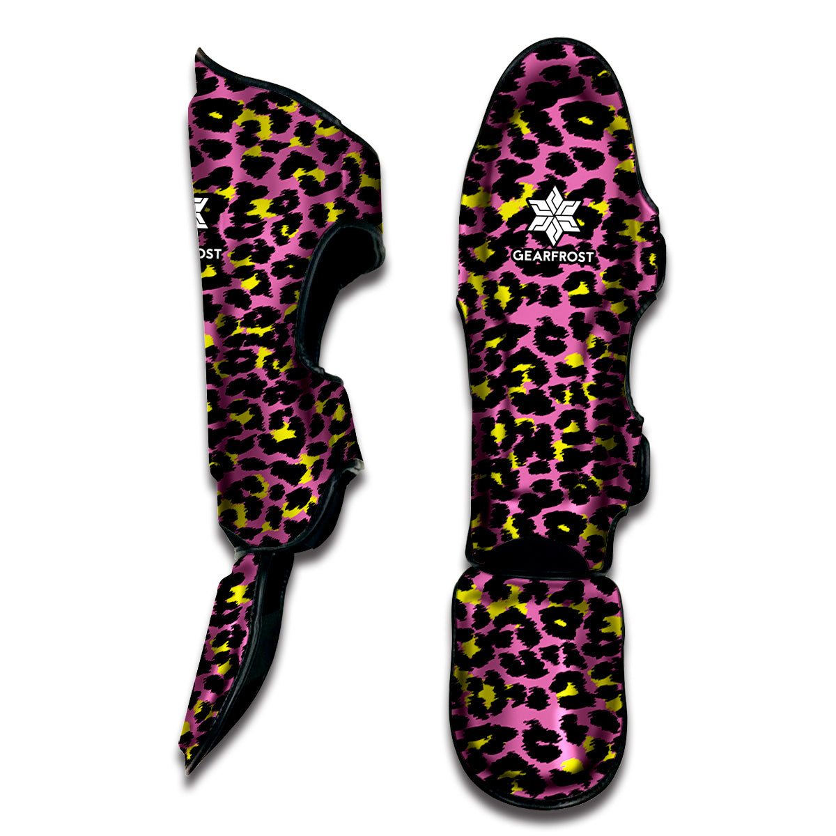 Pink And Yellow Leopard Print Muay Thai Shin Guard