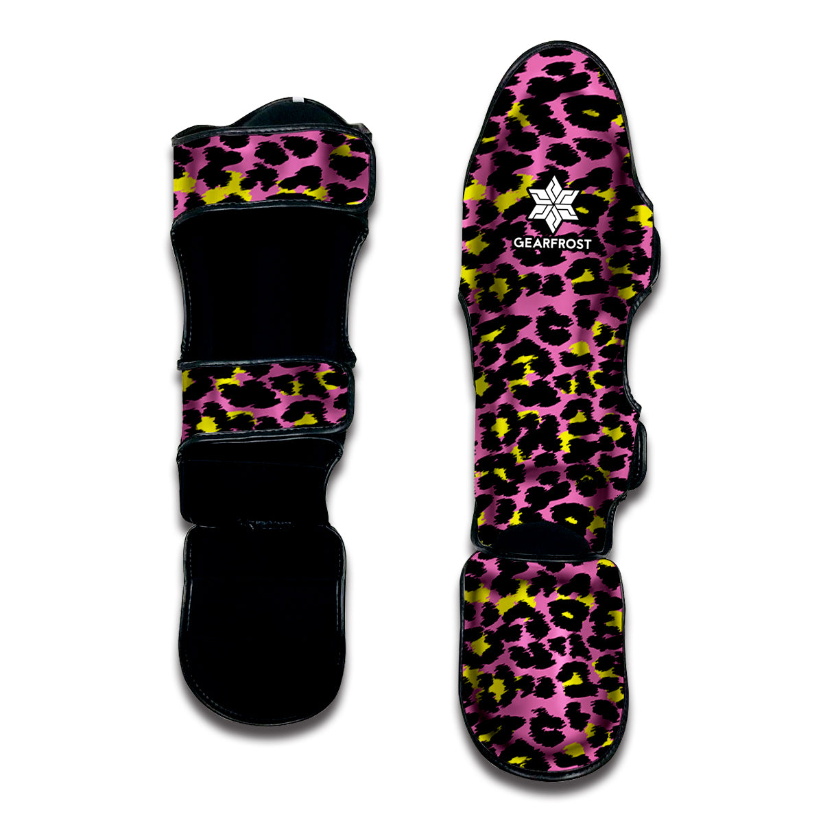 Pink And Yellow Leopard Print Muay Thai Shin Guard