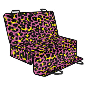 Pink And Yellow Leopard Print Pet Car Back Seat Cover