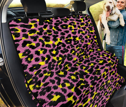 Pink And Yellow Leopard Print Pet Car Back Seat Cover