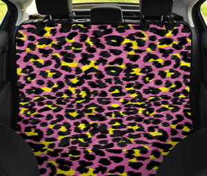 Pink And Yellow Leopard Print Pet Car Back Seat Cover