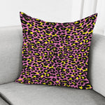 Pink And Yellow Leopard Print Pillow Cover