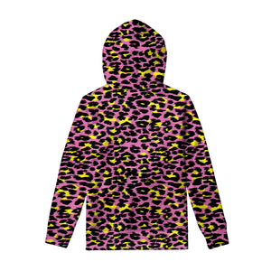 Pink And Yellow Leopard Print Pullover Hoodie