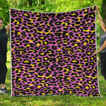 Pink And Yellow Leopard Print Quilt