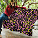 Pink And Yellow Leopard Print Quilt