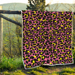 Pink And Yellow Leopard Print Quilt