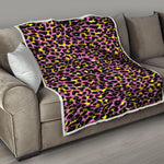 Pink And Yellow Leopard Print Quilt
