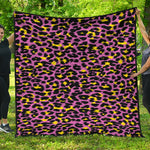 Pink And Yellow Leopard Print Quilt