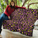 Pink And Yellow Leopard Print Quilt