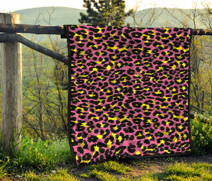 Pink And Yellow Leopard Print Quilt